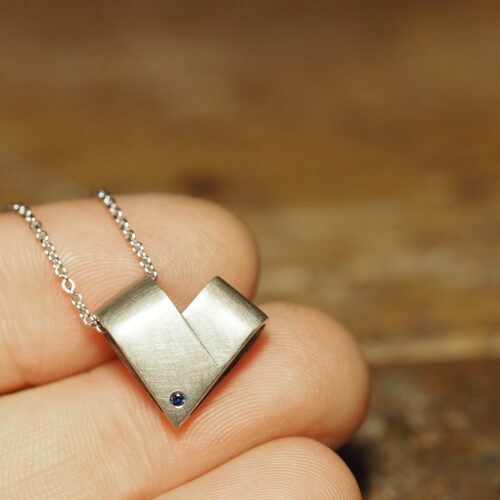 Marina Antoniou Jewellery - Sapphire White Gold Necklace | From the Heart