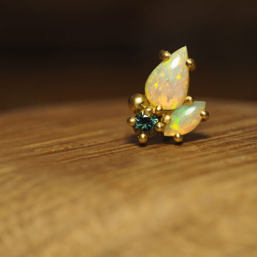 Marina Antoniou Jewellery - Rare Earth Australian Made - Handmade in Australia - Australian opal and parti sapphire earrings