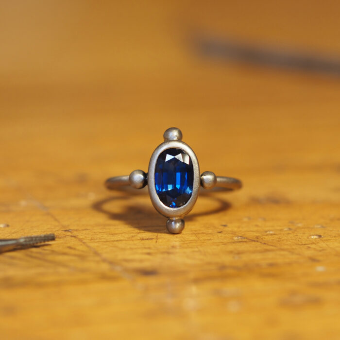 Oval Australian blue sapphire ring