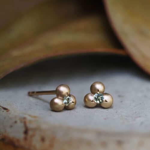Yellow Gold Sapphire Granule Earrings - Marina Antoniou Jewellery