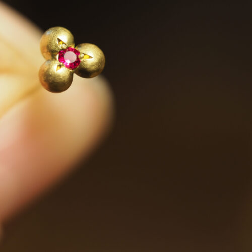 Marina Antoniou Jewellery - Yellow Gold Ruby Granule Earrings