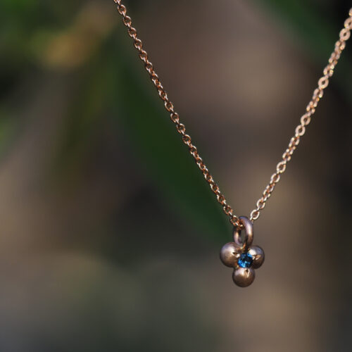 Marina Antoniou Jewellery - Blue Sapphire Rose Gold Granule Necklace