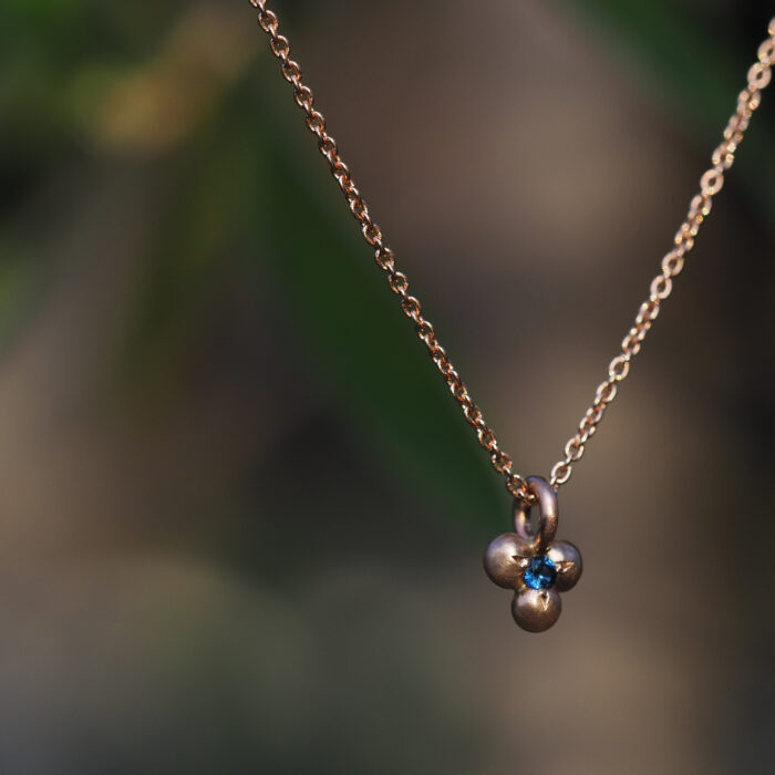 Marina Antoniou Jewellery - Blue Sapphire Rose Gold Granule Necklace