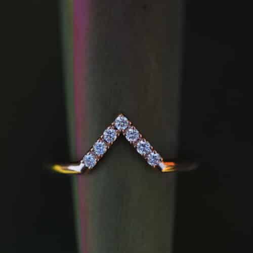 Diamond V Shaped wedding ring in rose gold