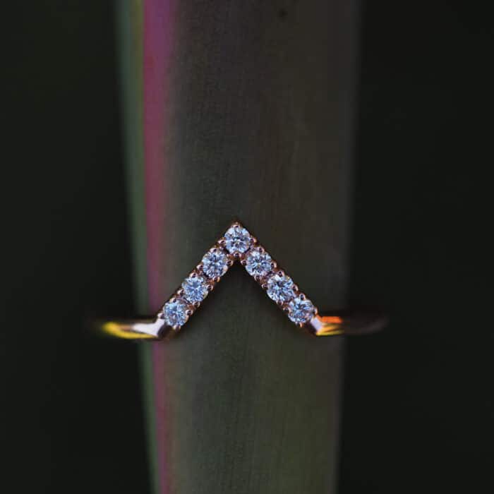 Diamond V Shaped wedding ring in rose gold