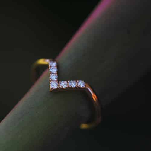V Shaped wedding diamond wedding ring in rose gold