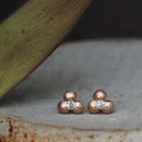 Rose Gold Diamond Granule Earrings - Image 2