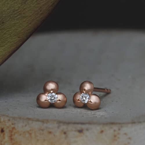 Rose Gold Diamond Granule Earrings - Marina Antoniou Jewellery