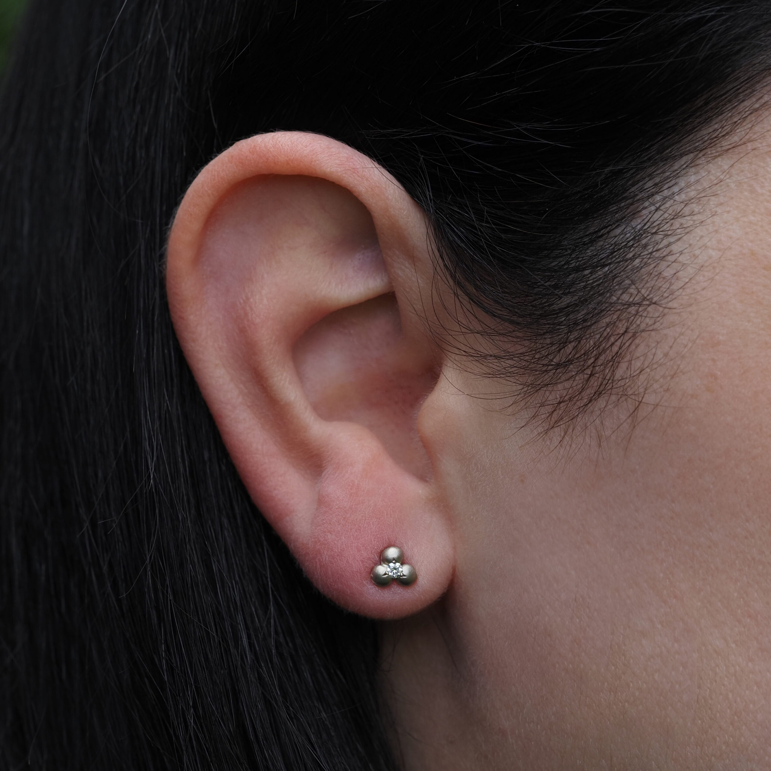 White Gold Diamond Granule Earrings - Marina Antoniou Jewellery White Gold Diamond Granule Earrings - Image 2