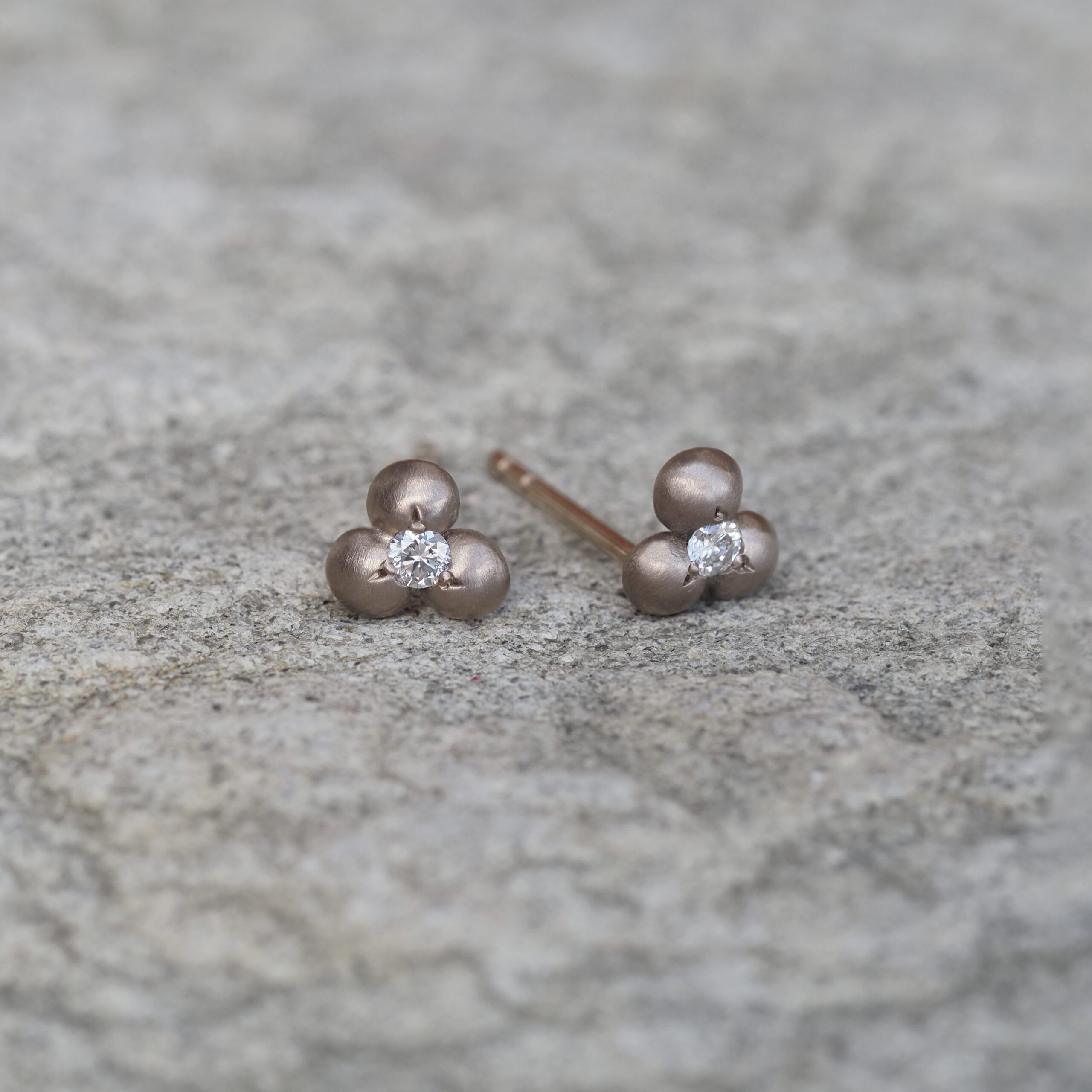 White Gold Diamond Granule Earrings - Marina Antoniou Jewellery White Gold Diamond Granule Earrings