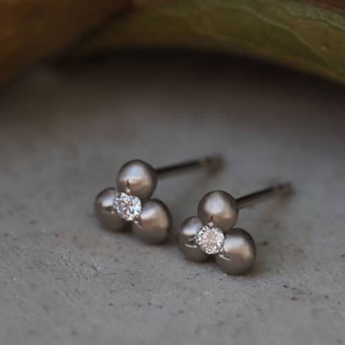 White Gold Diamond Granule Earrings - Marina Antoniou Jewellery