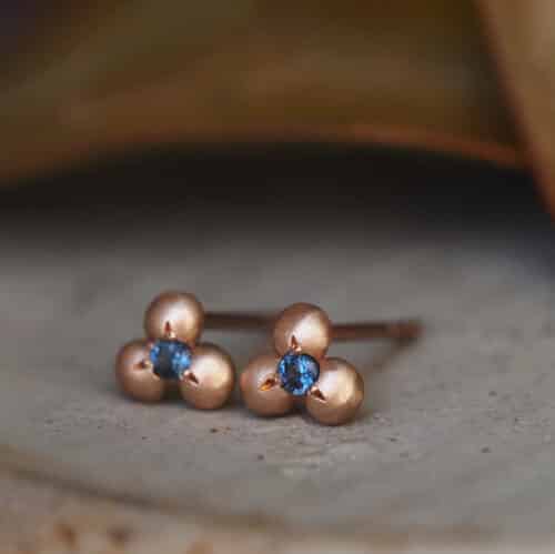 Rose Gold Sapphire Granule Earrings - Marina Antoniou Jewellery