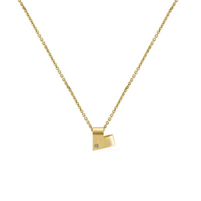 Mini Yellow Gold Diamond Heart Necklace | From the Heart - Marina Antoniou Jewellery