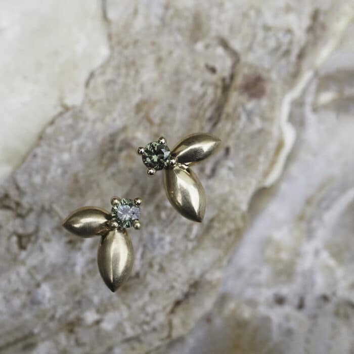 Eucalypt Leaf Studs (9 carat gold) - Marina Antoniou Jewellery