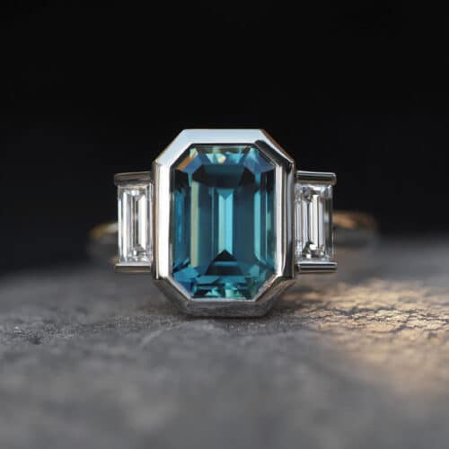 Bespoke | Emerald Cut Australian Sapphire and Diamond Ring for Danusia - Marina Antoniou Jewellery