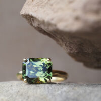 Bespoke | Emerald Cut Australian Parti Sapphire Ring for Rebecca