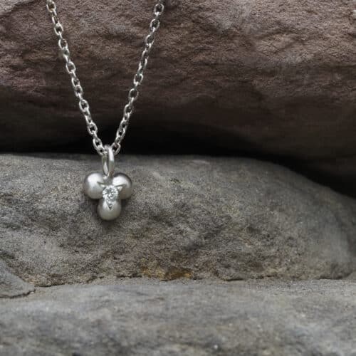 A small sterling silver necklace with a white diamond handmade in Sydney, Australia