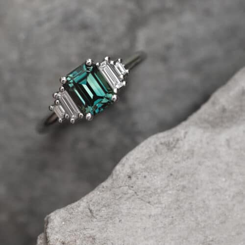 Bespoke | Emerald Cut Australian Sapphire and Diamond Ring for Sarah - Marina Antoniou Jewellery