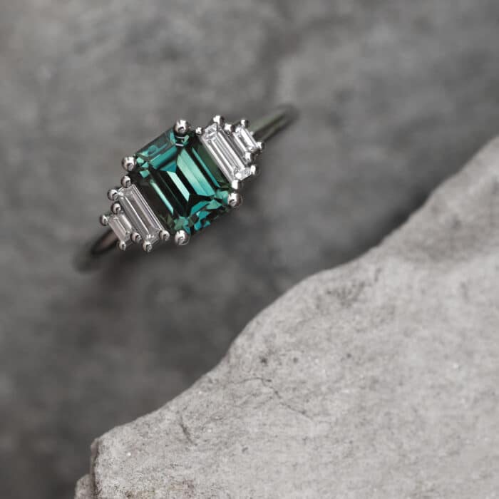 Bespoke | Emerald Cut Australian Sapphire and Diamond Ring for Sarah