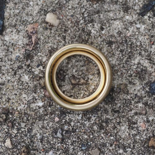 Bespoke | Brushed Yellow Gold Wedding Rings for Pierce and Emma - Marina Antoniou Jewellery