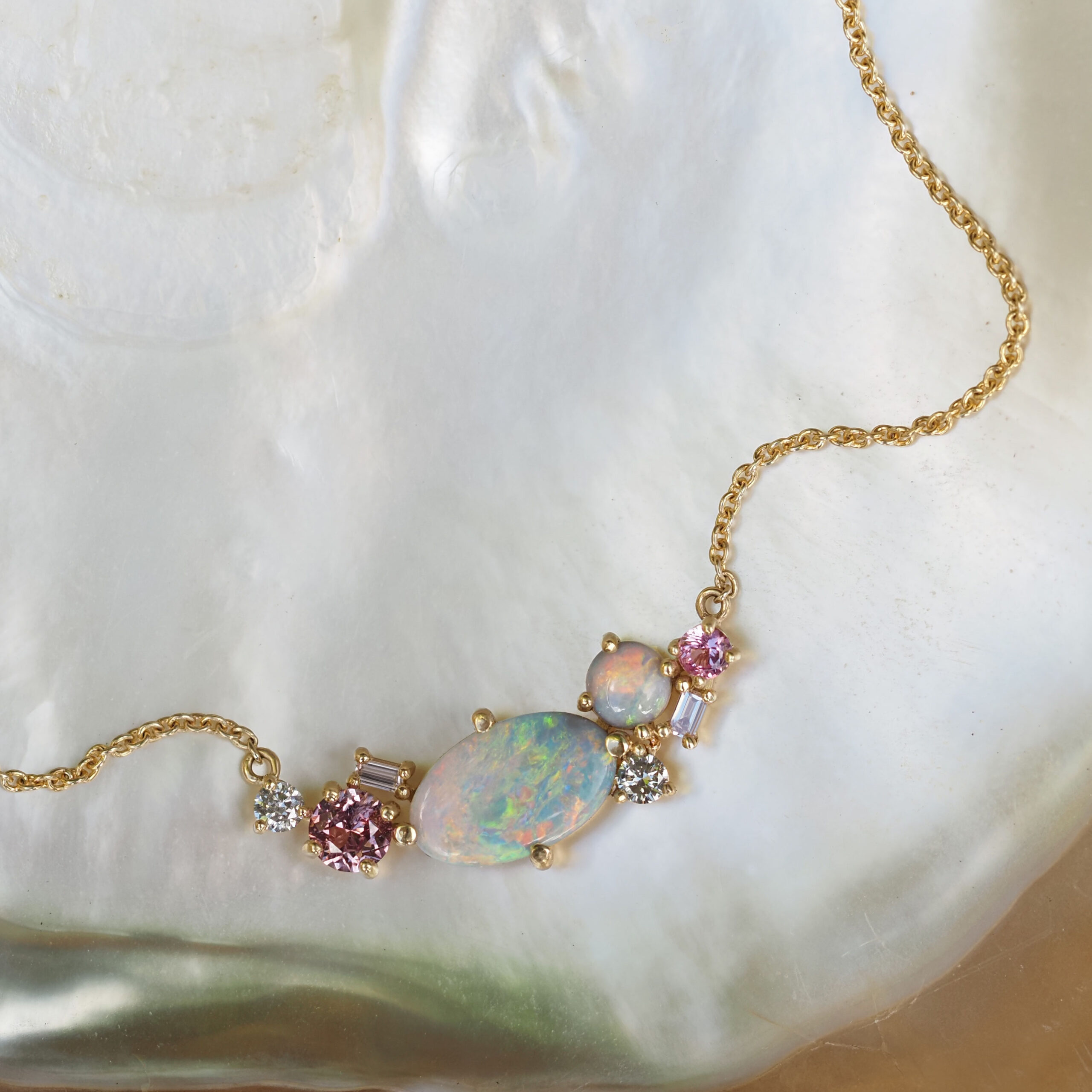 Pink Barnacle Cluster Necklace - Marina Antoniou Jewellery Pink Barnacle Cluster Necklace - Image 2