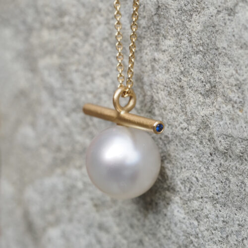 South Sea Pearl Necklace with Australian Sapphires - Marina Antoniou Jewellery