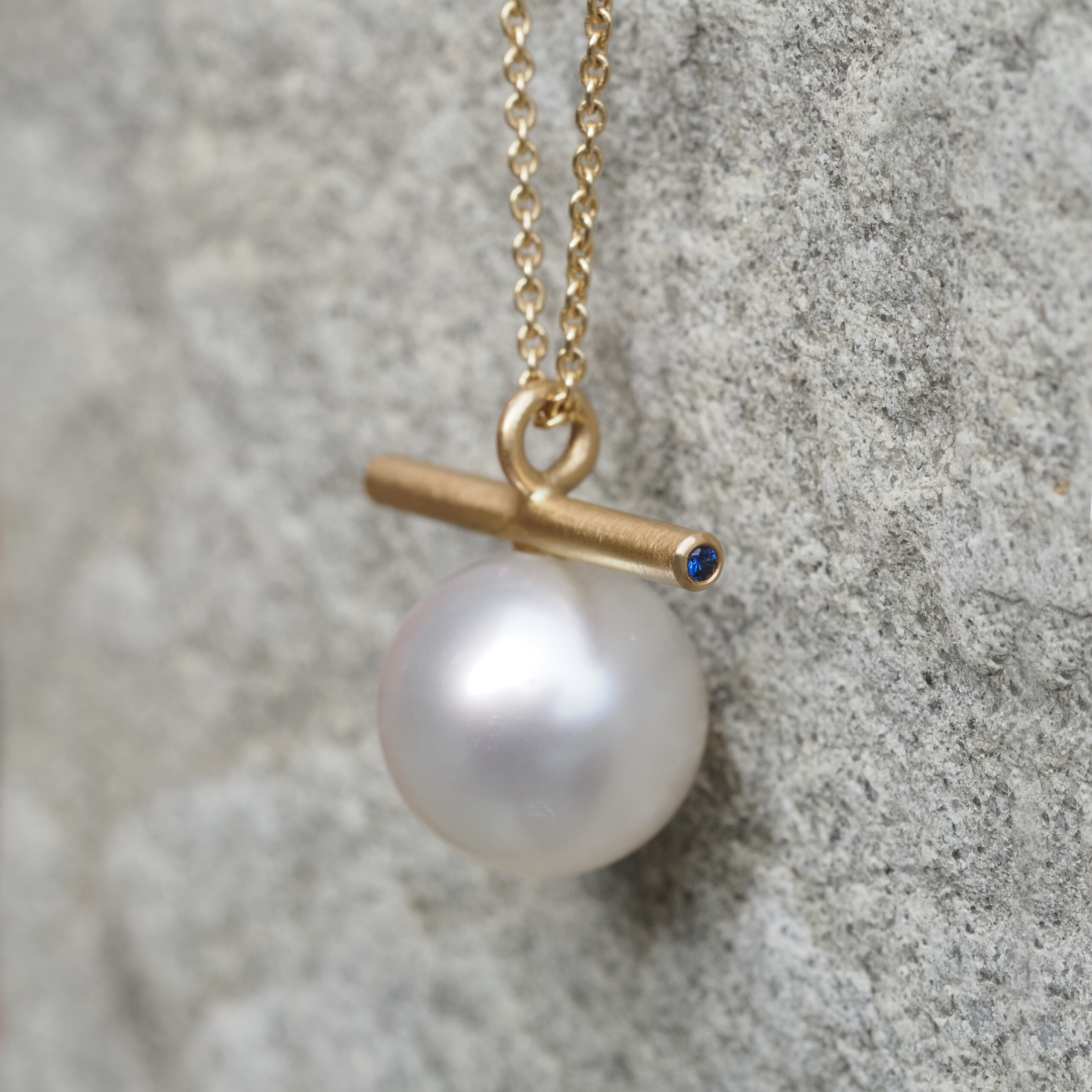 South Sea Pearl Necklace with Australian Sapphires - Marina Antoniou Jewellery South Sea Pearl Necklace with Australian Sapphires