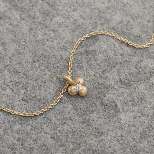 Yellow Gold Granule Necklace with Diamond - Marina Antoniou Jewellery